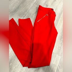 Women’s Dynamite Red Pants with zipper pockets button up dressy pants Small